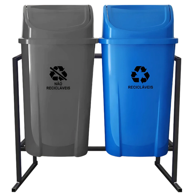 Kit Lixeiras Basculantes Coleta Seletiva 60L